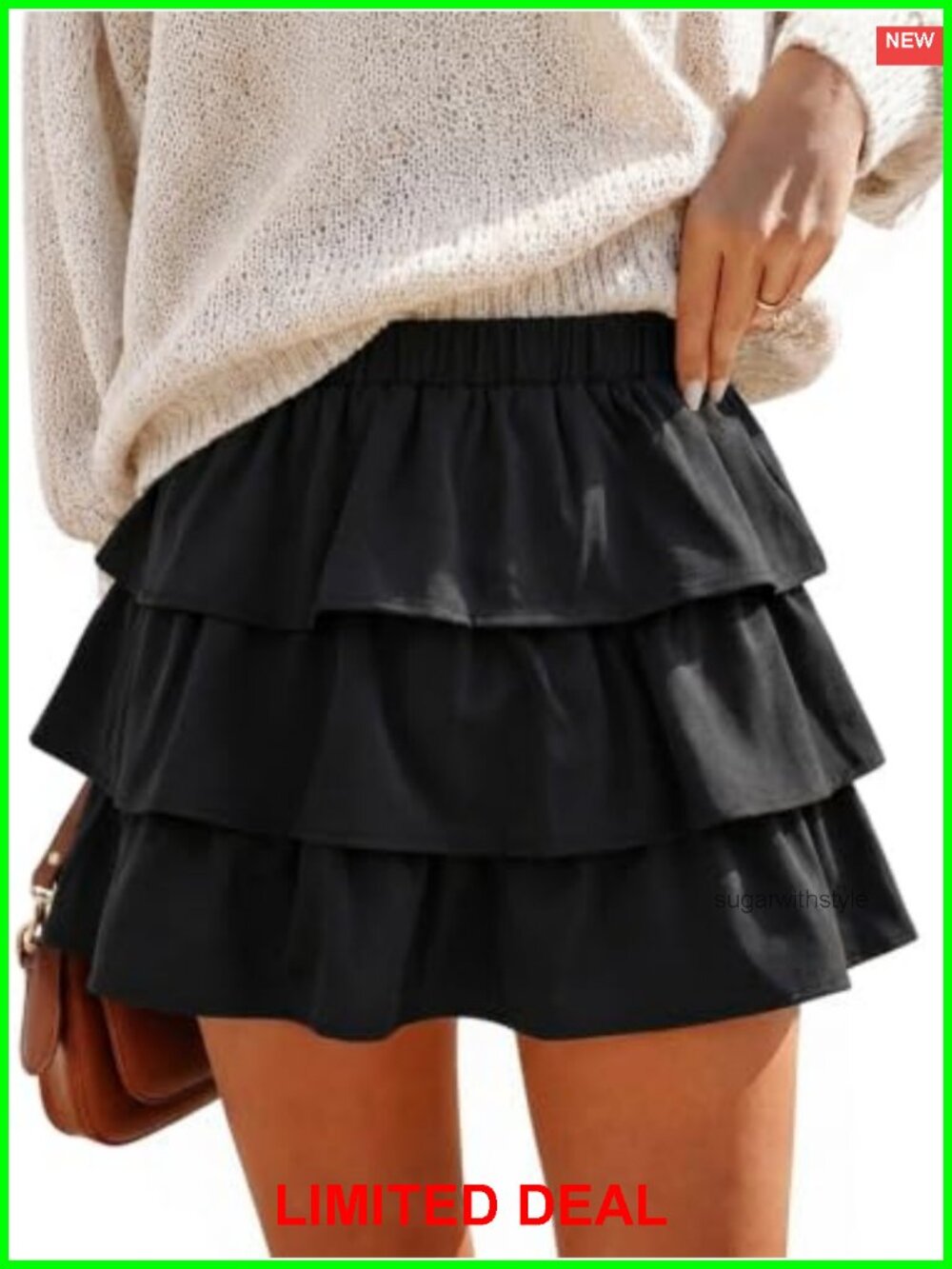Yousify Womens Plaid Ruffle Tiered Layered Skort Pleated Mini Skirt High Waist